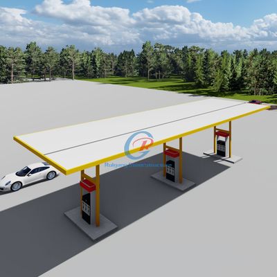 Éco-friendly Space Frame Structure en acier Station d'essence résistant aux tremblements de terre sur mesure