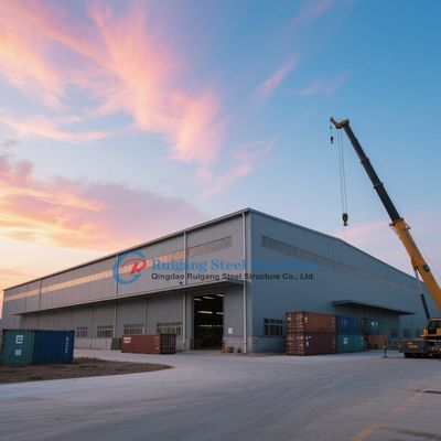 Bâtiment modulaire et préfabriqué en structure acier de type entrepôt en acier léger, usine stéréoscopique durable