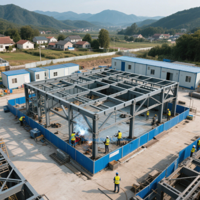 Grand bâtiment industriel préfabriqué en structure d'acier à grande portée