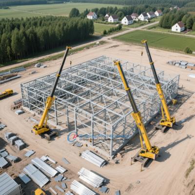 Construction de bâtiments en acier de grande portée PEB préfabriqué